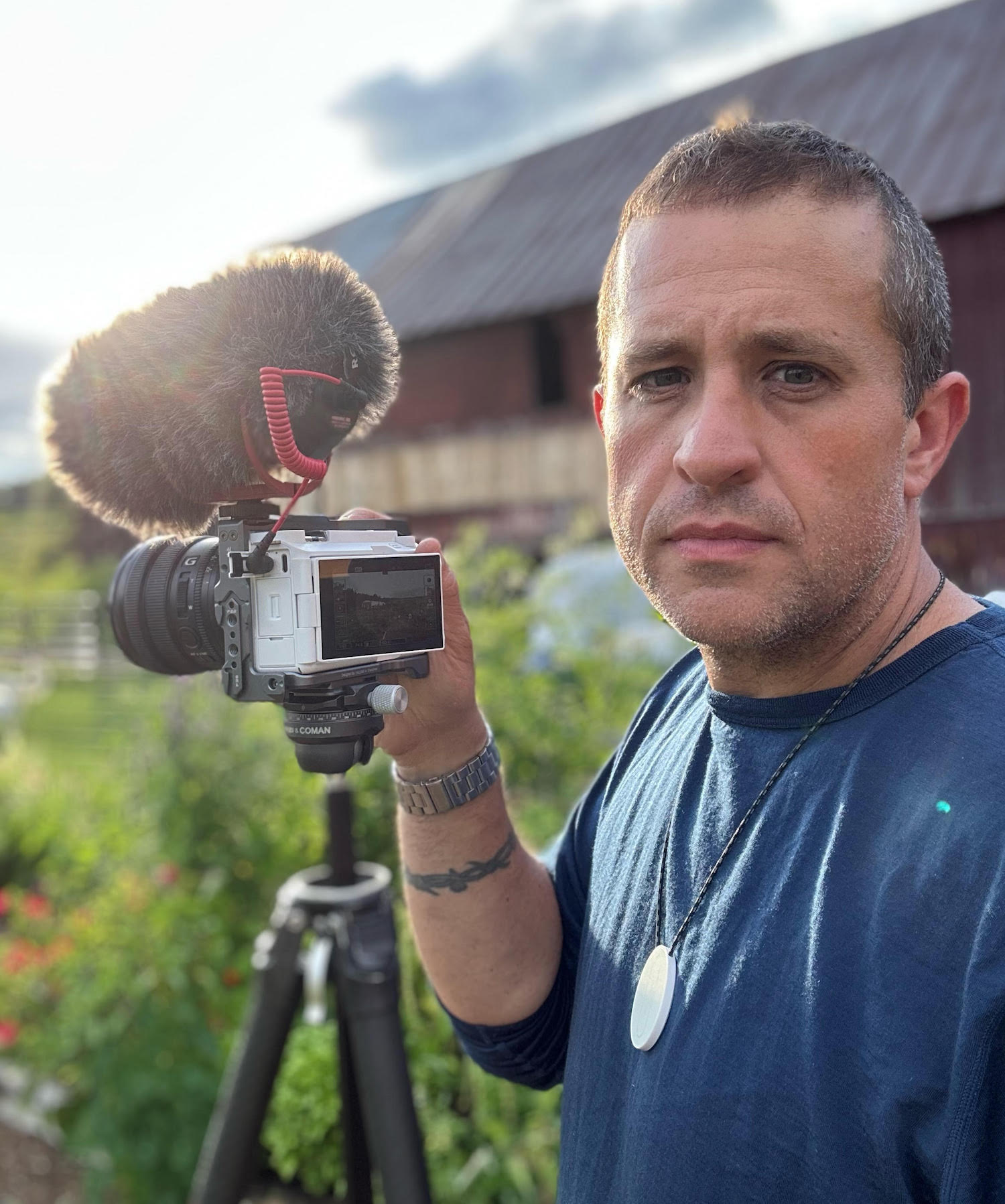 filming for social media on gold shaw farm